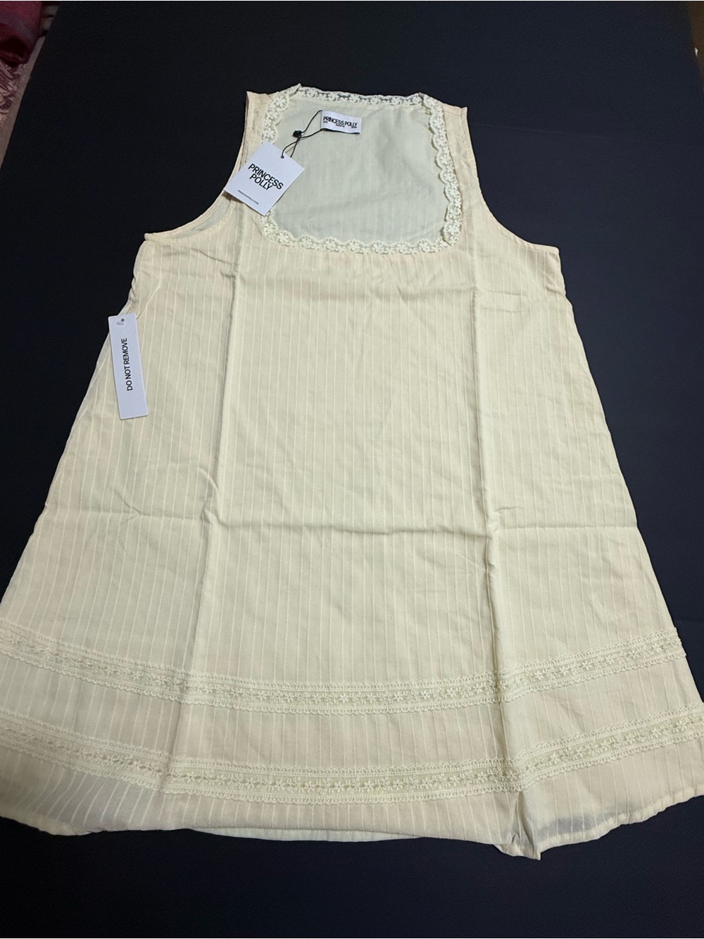 Princess Polly Cream Lace-Trim Sleeveless Sundress